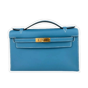 Hermès Kelly Pochette Blue Jean  75 Swift B