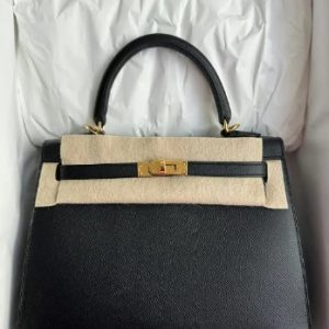Hermès Kelly Sellier 25 Black 89 Epsom B