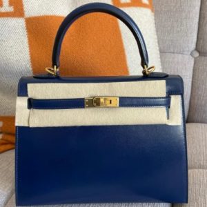 Hermès Kelly  25 Blue Saphir T7 Box U