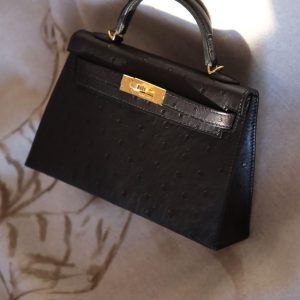 Hermès Kelly  20 Black 89 Ostrich B