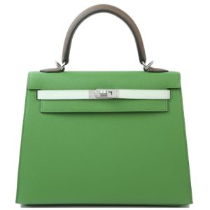 Hermès Kelly Sellier & Tricolor 25 Etoupe  18, Vert Fizz 0S, Vert Yucca A8 Epsom B
