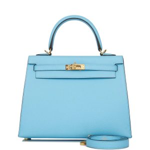 Hermès Kelly Sellier 25 Blue Celeste 7N Epsom B