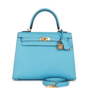Hermès Kelly Sellier 25 Blue Celeste 7N Epsom B