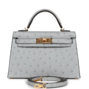 Hermès Kelly  20 Blue Glacier 8U Ostrich B