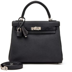 Hermès Kelly Touch 25 Black 89 Lizard, Togo B