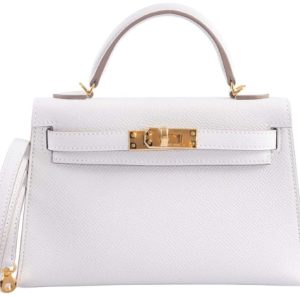 Hermès Kelly Sellier 20 Gris Pale M4 Epsom B