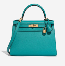 Hermès Kelly Sellier 28 Blue Paon  7F Epsom X