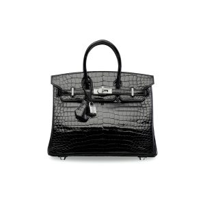 Hermès Birkin  25 Black 89 Porosus Crocodile Shiny 2021