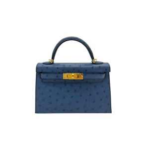 Hermès Kelly  25 Blue Royale 08 Ostrich C