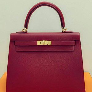 Hermès Kelly Sellier 25 Rouge Grenat K1 Epsom U