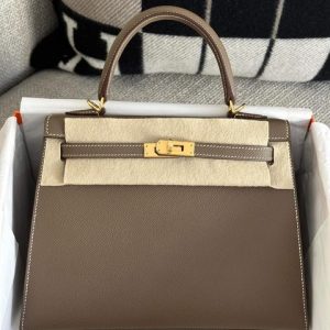 Hermès Kelly Sellier 25 Etoupe  18 Epsom 2022 U