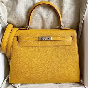 Hermès Kelly Sellier 25 Jaune Ambre 9D Epsom Y