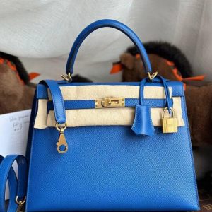 Hermès Kelly Sellier 25 Blue France 71 Epsom Z