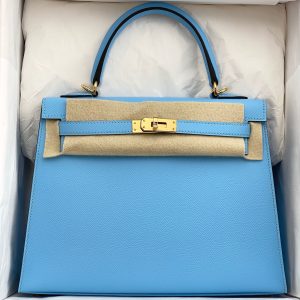 Hermès Kelly Sellier 25 Blue Celeste 7N Epsom B