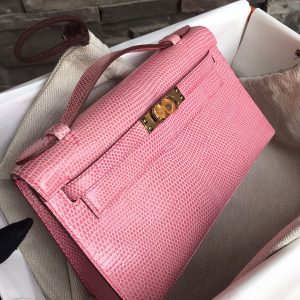 Hermès Kelly Pochette Bubblegum L4 Lizard U