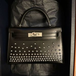 Hermès Kelly Clouté 20 Black 89 Box B