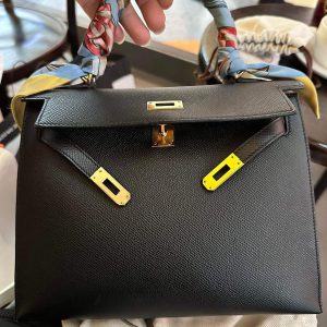 Hermès Kelly Sellier 25 Black 89 Epsom 2022 U