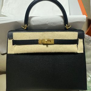 Hermès Kelly Sellier 25 Black 89 Epsom W