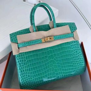 Hermès Birkin  25 Vert Jade O6 Porosus Crocodile Shiny U