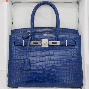 Hermès Birkin  30 Indigo Aizome Porosus Crocodile Matt Z