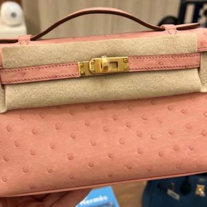 Hermès Kelly Pochette Terre Cuite 94 Ostrich Z