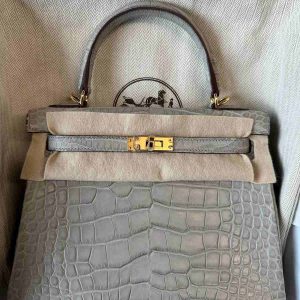 Hermès Kelly Verso & HSS 25 Gris Pearl 80 Alligator Matt 2022 U