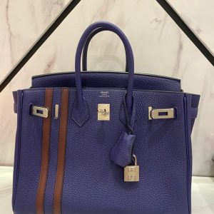 Hermès Birkin Officier 25 Blue Encre M3, Bordeaux  57 Togo C