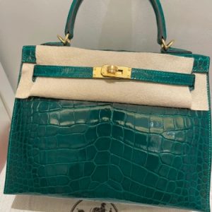 Hermès Kelly  28 Vert Emerald 6Q Alligator Shiny B