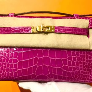 Hermès Kelly Pochette Rose Scheherazade J5 Alligator Shiny C