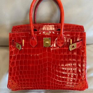 Hermès Birkin  30 Geranium D5 Niloticus Crocodile Shiny R