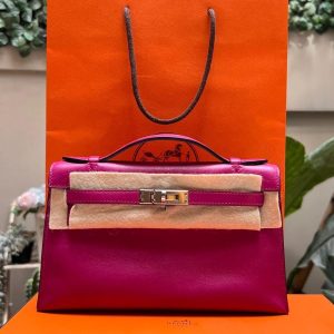 Hermès Kelly Pochette Rose Poupre L3 Swift C