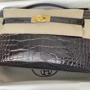 Hermès Kelly Pochette Graphite 88 Alligator Shiny 2024