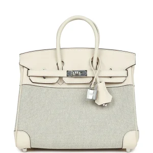 Hermès Birkin  25 Ecru, Nata I2, Vert Amande 63 Swift, Toile H Berline 2023 B