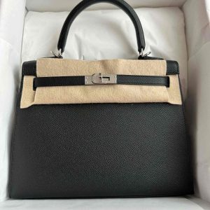 Hermès Kelly Sellier 25 Black 89 Epsom W