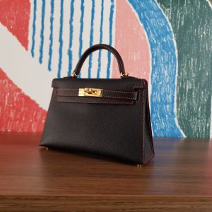 Hermès Kelly Sellier & Verso 20 Black 89, Capucine 9T Epsom 2024 W