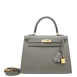 Hermès Kelly Sellier 25 Gris Etain 8F Epsom 2022 U