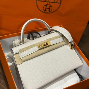 Hermès Kelly Sellier 20 Gris Pale M4 Epsom W
