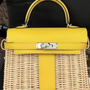 Hermès Kelly Picnic 20 Jaune de Naples 9O Swift, Wicker D