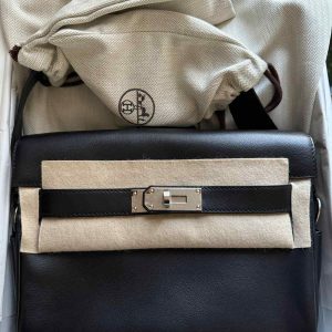 Hermès Kelly Messenger Black 89 Evercolor B
