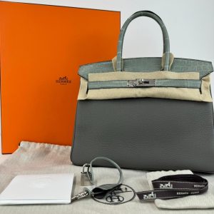 Hermès Birkin Touch 30 Gris Meyer 0L Alligator Matt, Togo B