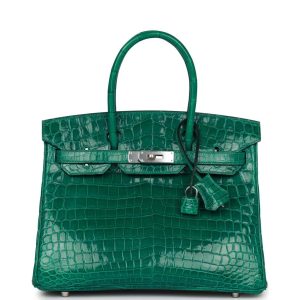 Hermès Birkin  30 Vert Emerald 6Q Niloticus Crocodile Shiny T