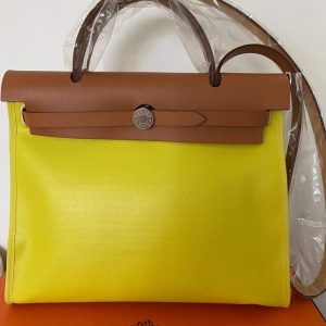 Hermès Herbag  31 Fauve 34, Lime 9R Toile H Berline, Vache Hunter B