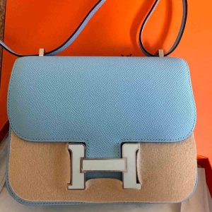Hermès Constance Mirror 18 Blue Celeste 7N Epsom B