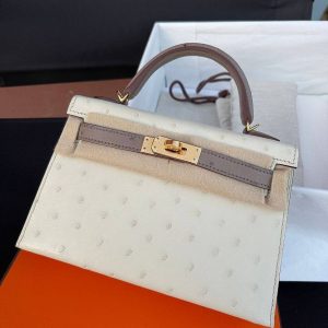 Hermès Kelly HSS 20 Beton 8L, Gris Tourterelle 81 Ostrich 2023 U