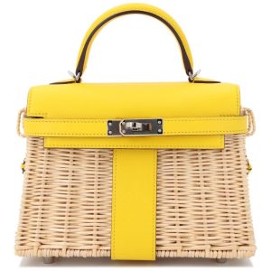 Hermès Kelly Picnic 20 Jaune de Naples 9O Swift, Wicker B