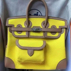Hermès Birkin Cargo 25 Lime 9R Swift, Toile U