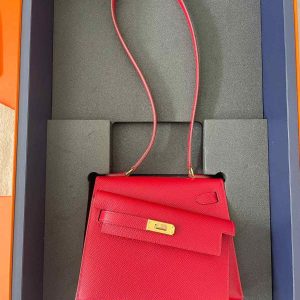 Hermès Kelly Sellier & En Desordre 20 Rouge Piment 5X Epsom 2023 U