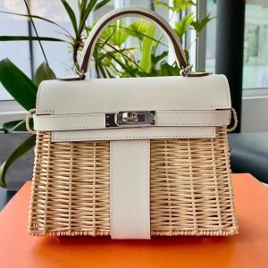 Hermès Kelly Picnic 20 Mushroom 0T Swift, Wicker 2024 B