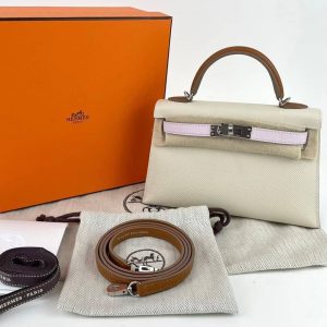 Hermès Kelly Tricolor & Sellier 20 Gold 37, Mauve Pale 09 Epsom 2022 U