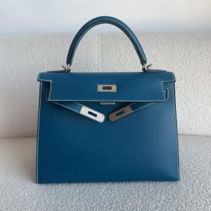 Hermès Kelly Sellier & Guilloche 28 Blue de Prusse  7P Box, Evercalf H